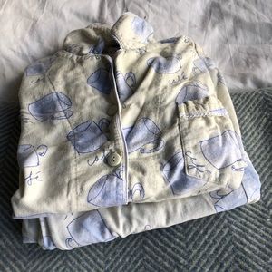 Planet Sleep Cotton Flannel Pajama Set Coffee Cafe